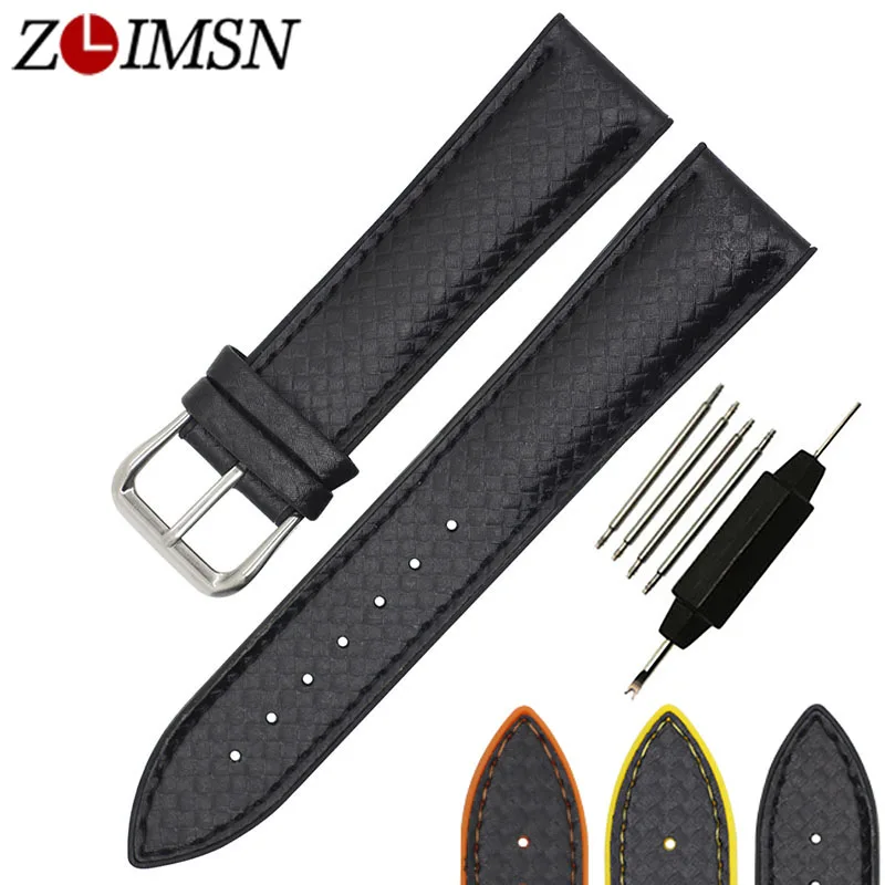 

ZLIMSN New Carbon Fiber Silicone Watch Band Universal Strap Rubber Bracelet Accessory Waterproof Three Colors 18mm 20mm 22mm