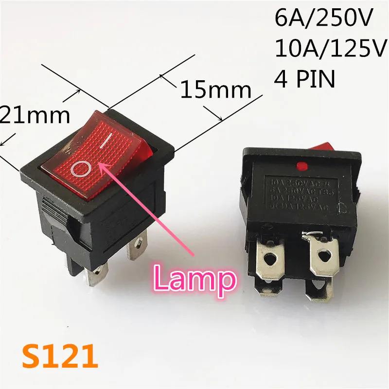 S121 SPST KCD 3PIN 6PIN вкл/выкл квадратный лодочный кулисный переключатель DC AC 16A/250V Автомобильная приборная панель пластиковый переключатель дропшиппинг - Цвет: S121