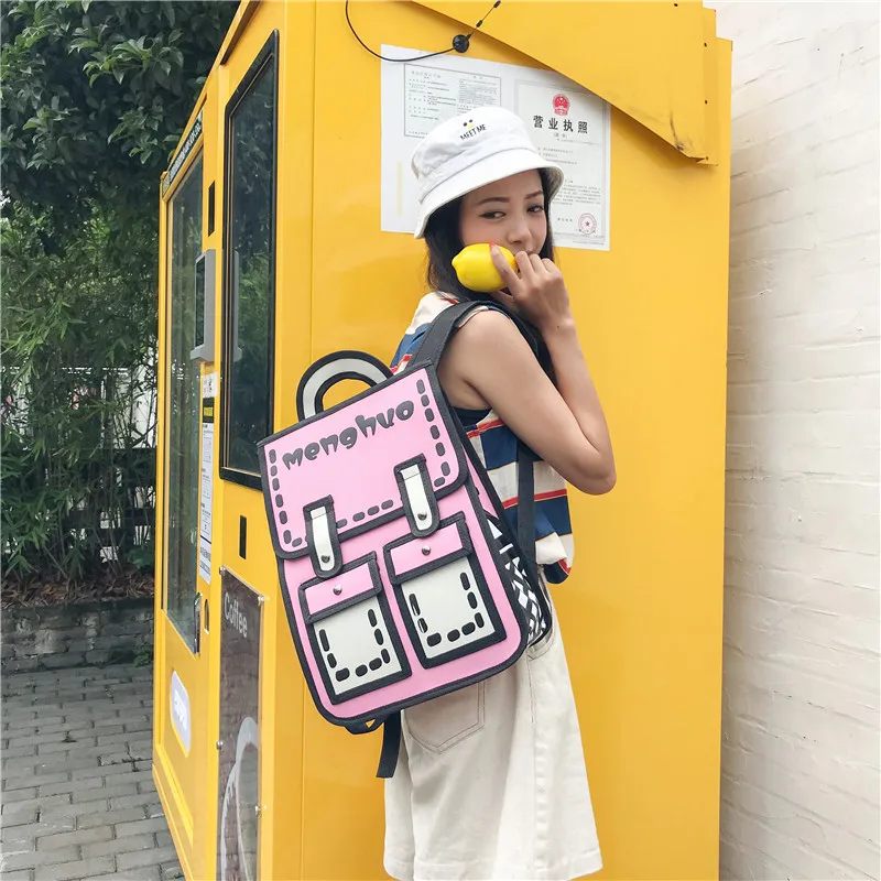 Menghuo 3D Anime Bag Cartoon Women Backpack School Bag 3D Style Canvas 2D Travel Drawing Book Mochila for Teenagers Girl Mochila (50)