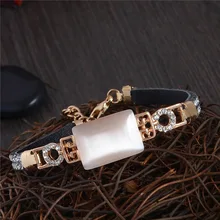 SHUANGR Новое поступление Элегантный женский роскошный браслет кошачий глаз камень прозрачный австрийский кристалл браслет золотой цвет браслет