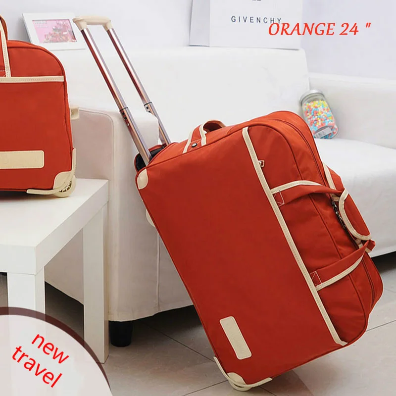Модный женский чемодан на колесиках, брендовый Повседневный уплотненный чемодан на колесиках, дорожная сумка на колесиках, чемодан для багажа - Цвет: Orange 24