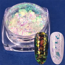 1 шт Хамелеон Блестящий Прозрачный хлопья гвоздь искусство Блеск порошок пыль Маникюр DIY 3D лак гель пигмент волшебный эффект
