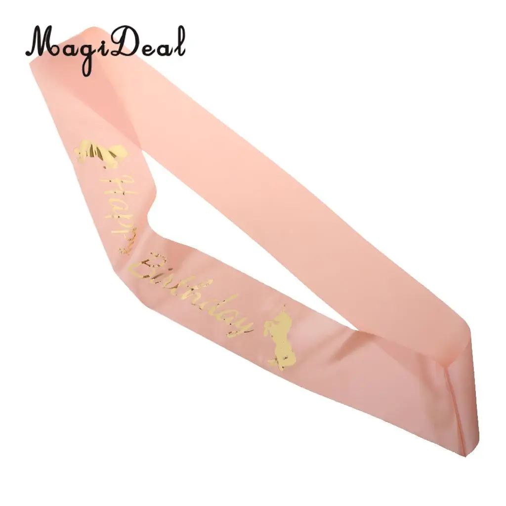 MagiDeal Decorative Magical Unicorn Happy Birthday Satin Sash Kids Birthday Party Fancy Dress Costume Accessories