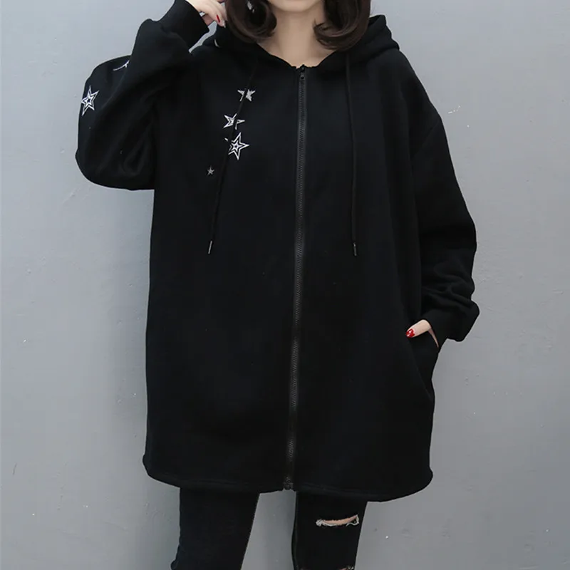 

New Autumn Winter Women Hoodies Sweatshirt Plus Size Casual Loose Five-Pointed Star Thick Hooded Sweatshirt For Women Outerwear
