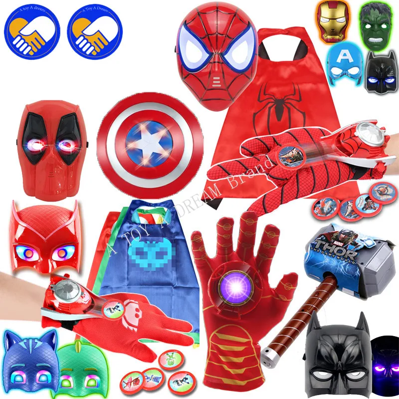 

NEW PVC 24cm Batman Glove Action Figure Spiderman Launcher Cloak Light Sound Mask Toy Kids Suitable Spider Man Cosplay Toys