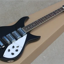 Заводская черная электрическая гитара с розовым грифом, белая накладка, хромированные изделия, предложение по индивидуальному заказу