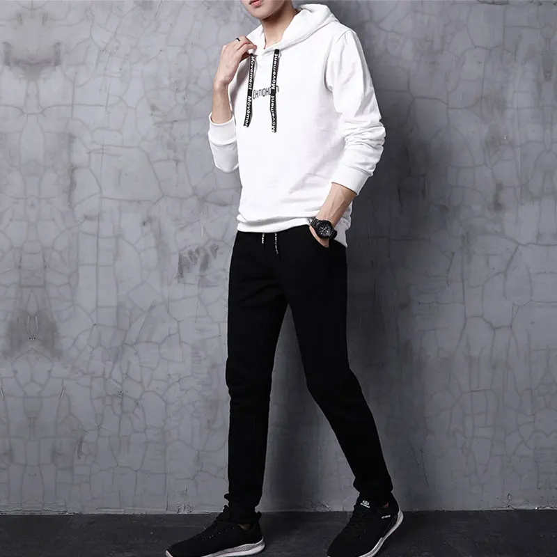 

2018 Autumn Fashion Hoodies Suit Letter Printed Tops Slim Fit Sweat Suit Casual Black White Red Comfortable Tracksuit Man