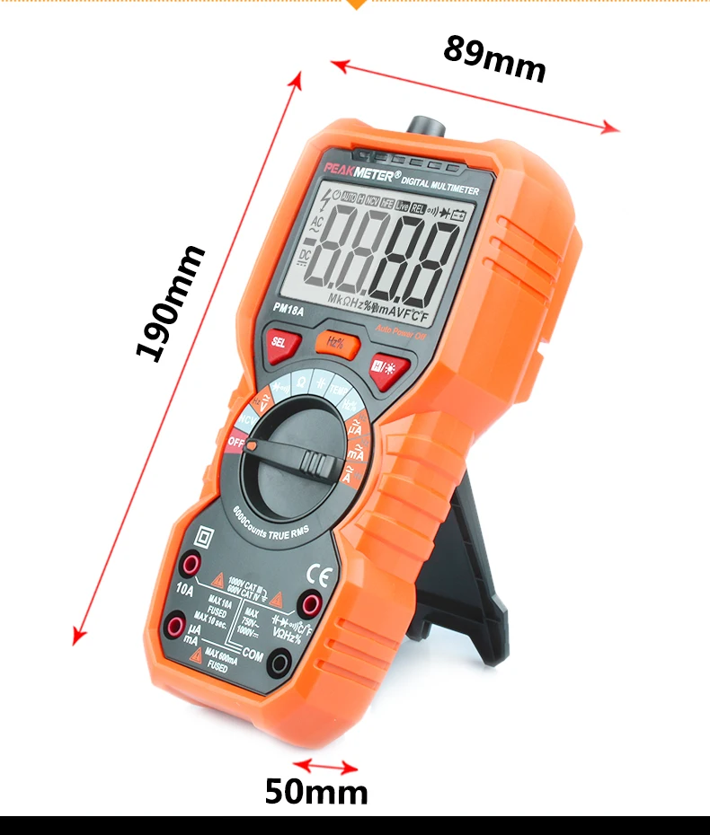 PEAKMETER мультиметр Вольтметр Амперметр PM18A с истинным RMS AC DC напряжение Сопротивление Емкость Частота Температура NCV тестер