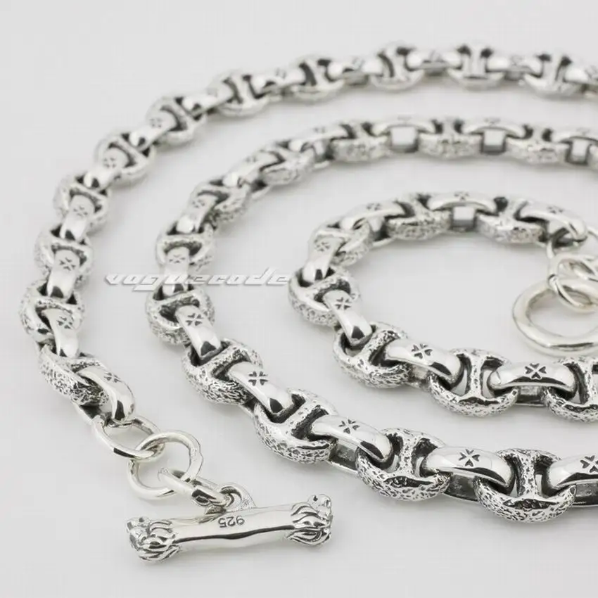 

925 Sterling Silver Mens Biker Necklace 8L008