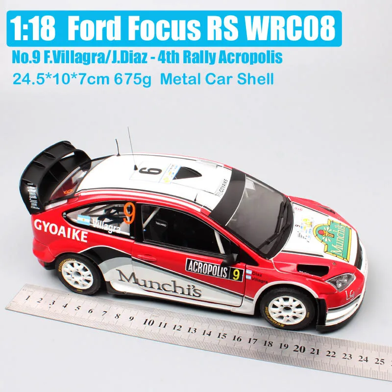 Малыш 1 18 Sunstar большой Ford RS WRC 2008 ралли Acropol Спортивные Гонки № 9 F. Villagra литье под давлением модель автомобиля масштаб игрушка в подарок - Цвет: Ford Focus RS