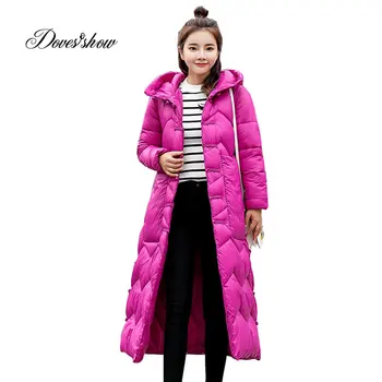 

Elastic Hooded Winter Down Coat Jacket Long Warm Women Casaco Feminino Abrigos Mujer Invierno 2018 Parkas Outwear Cotton-Padded
