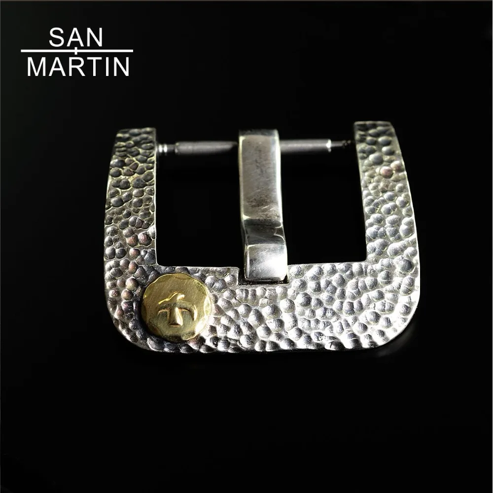 

San Martin Vintage silver 925 silver Watch Band Clasp 22mm 20mm Leather Watchbands Strap Pin Buckle Belt Watch Accessories