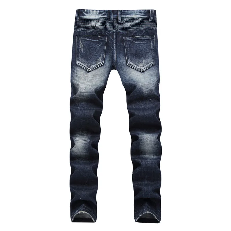 2018 Модные мужские Тощий Жан Проблемные Тонкий джинсы байкерские джинсы хип-хоп брюки промывают рваные джинсы плюс размер 38