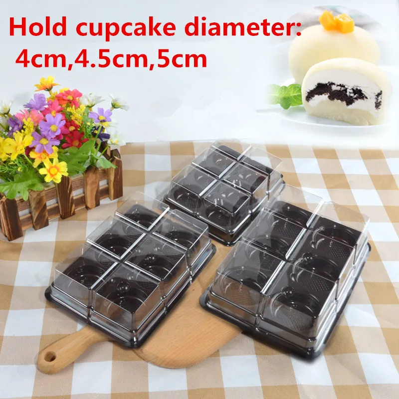 

30 set Transparent Plastic Cupcake boxes Cup cake Pastry Muffin Treats 6 cakes Case Holder Party Favor Gift Packing