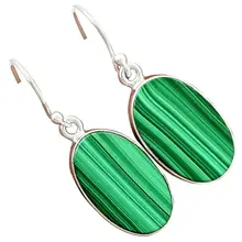 Подлинный Малахит серьги 925 пробы серебро, 35 мм, AE1045