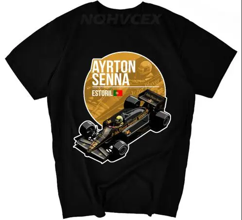 Ayrton Senna da Silva Футболка мужская новая белая Повседневная Удобная футболка homme плюс размер футболка - Цвет: Черный