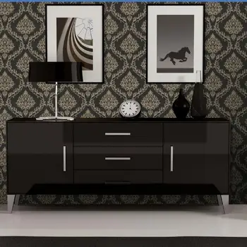 

Black European Luxury Stereo 3D Wallpaper Living Room Bedroom Background Wallpaper For Walls 3D Relief Wall Paper Roll