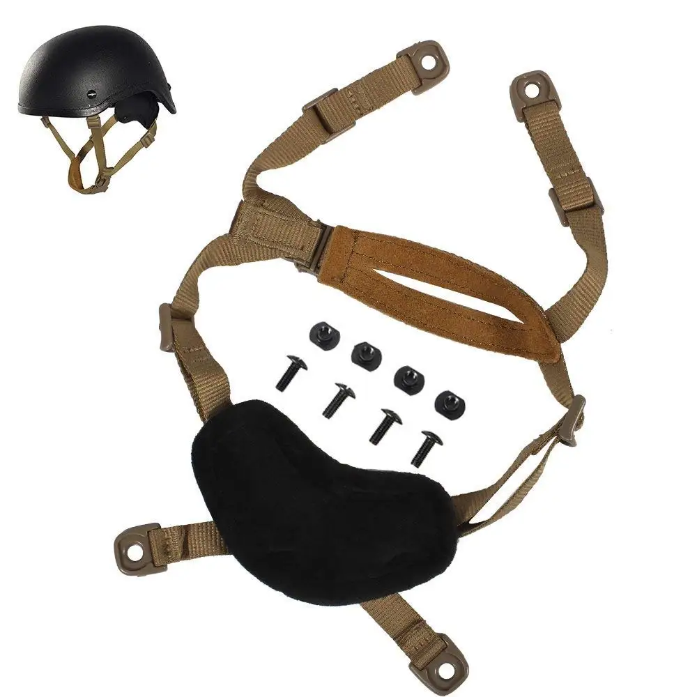 

Airsoft Helmet Strap Tactical 4 Points Chin Strap with Screws & Nuts for Fast ACH MICH Helmet H-Nape X-Nape Pad Harness