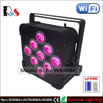 

10pcs/Charging Fly Case 9pcs Lens RGBWA SmartDJ WIFI app W-DMX remote control Quad face par dj entertainment