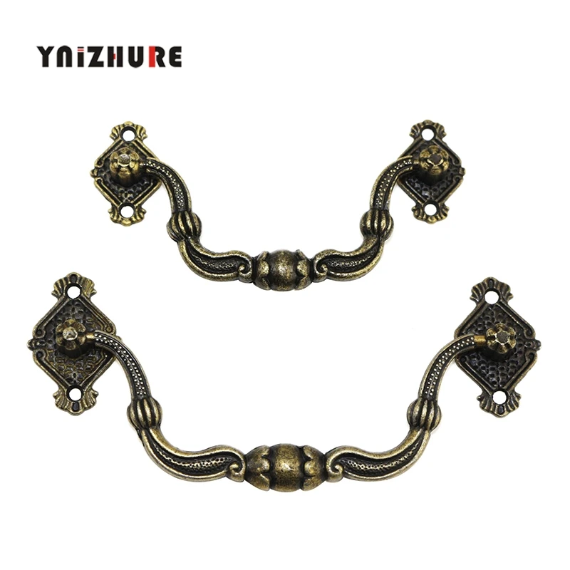 

8Sets Vintage Box Holder,Bronze Flower Suitcase Holder Arch Furniture Hardware,European Zinc Alloy Handles and Knobs