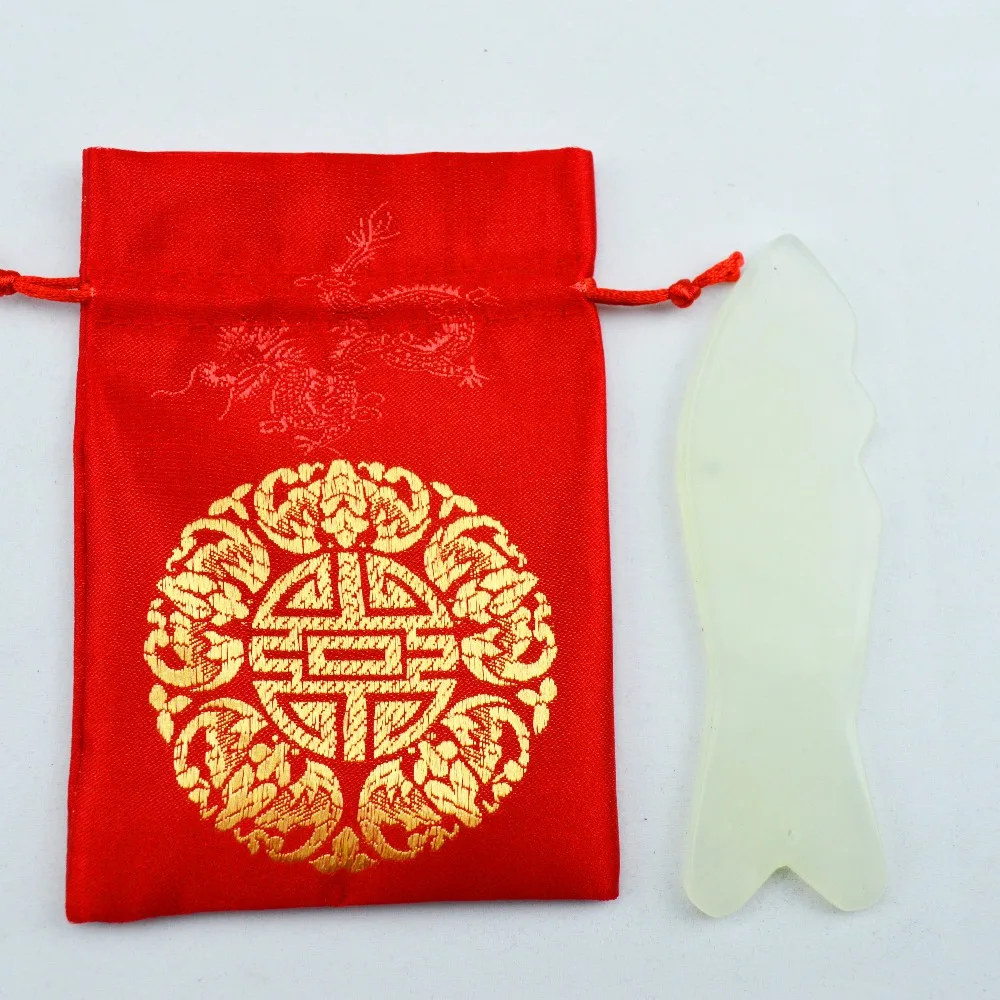 2 Pcs 100% natural light green jade fish shape guasha board massage tool facial treatment scraping tool for body health care 2 Pcs 100% natural light green jade fish shape guasha board massage tool facial treatment scraping tool for body health care