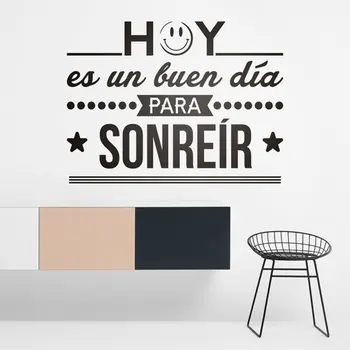 

Vinilos Decorativos Hoy Es Un Buen Dia Para Sonreir Spanish Frase Quotes Wall Vinyl Sticker Inspiration Lettering Murals QU30