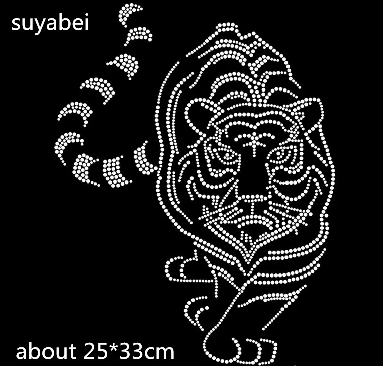 

2pc/lot Tiger design stone hot fix rhinestone motif designs iron on crystal transfers design applique patches strass iron