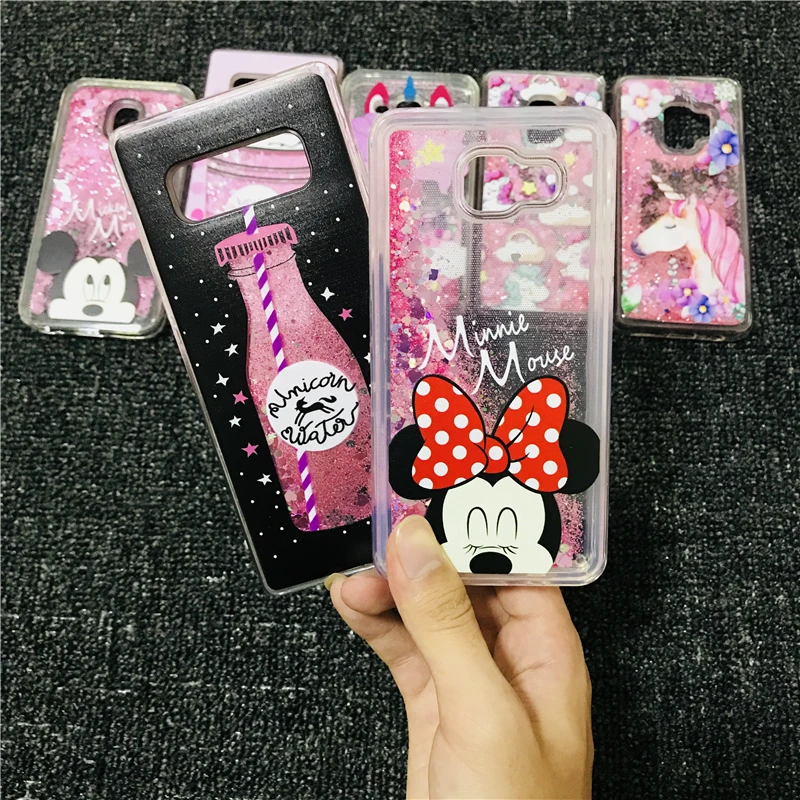 السائل المياه حالة لينة غطاء سيليكون لسامسونج غالاكسي S10 لايت S9 S8 زائد S7 S6 حافة ملاحظة 5 8 9 الكرتون يونيكورن ميني حالات