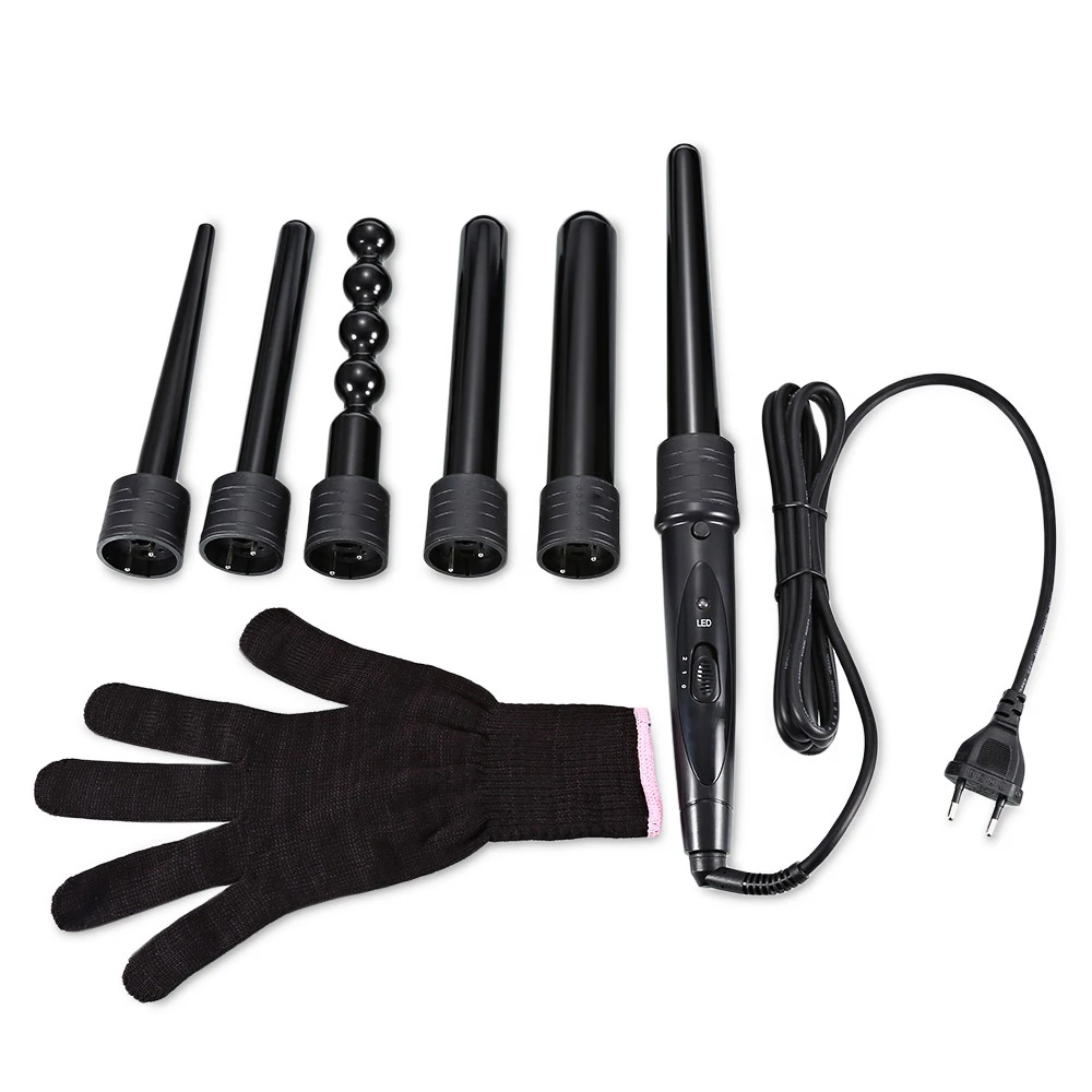 

New 6 in 1 Ceramic Pro Curling Iron Wand Hair Curler Set Pro Interchangeable Barrel Tourmaline Curling Iron Machine