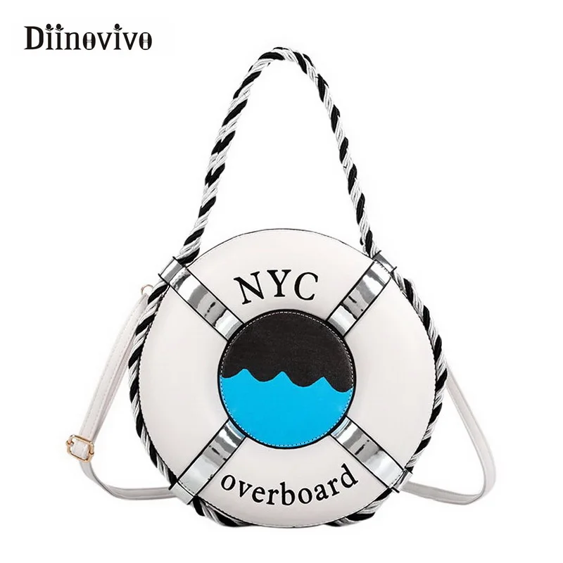 

DIINOVIVO Brand New Fashion Lifebuoy Shape Women Handbag Exclusive Designer Female Shoulder Bags for Teenage Girl Gifts WHDV0232