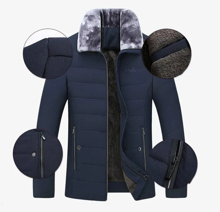 Мужская зимняя куртка-пуховик бренд среднего возраста отец 90% белый утиный пух утолщаются теплые мужские деловые повседневные пальто Cltohing