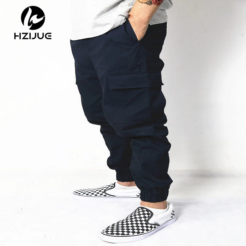 HZIJUE модные длинные штаны мужские грузовые штаны, мешковатые брюки для бега Модные приталенные штаны уличная одежда в стиле хип-хоп Карманные штаны