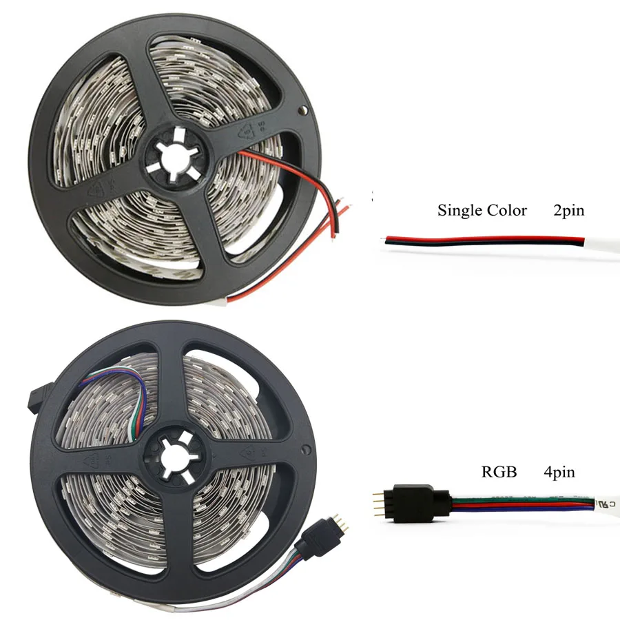 5 метров не водонепроницаемый RGB светодиодные полосы света SMD 2835 DC12V 60leds/м гибкий RGB освещения лента белый/теплый белый/синий в полоску