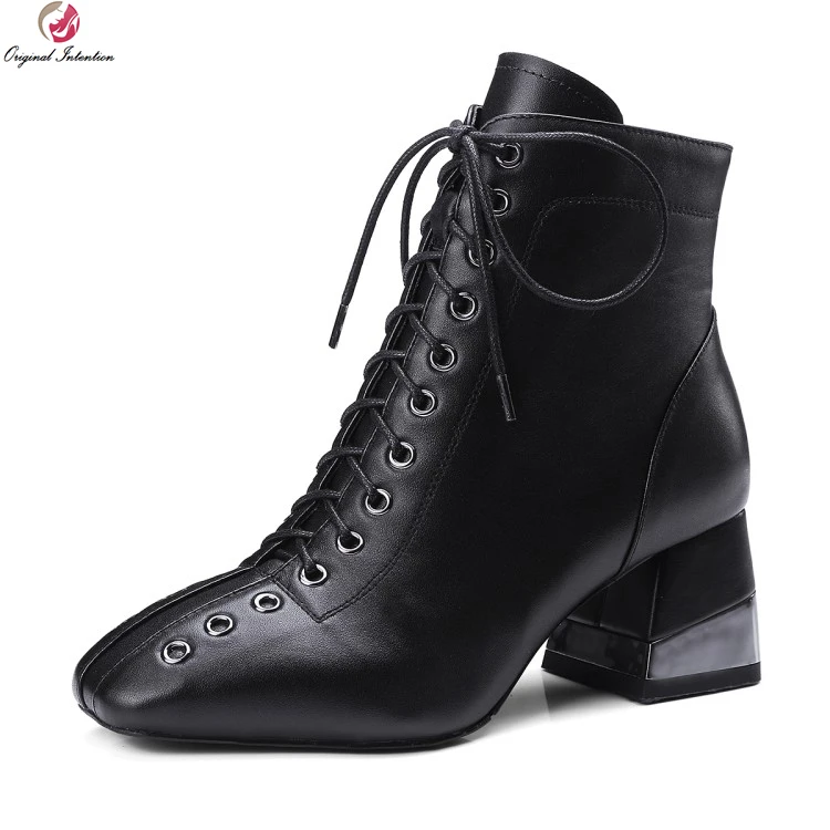 black boots with square heel