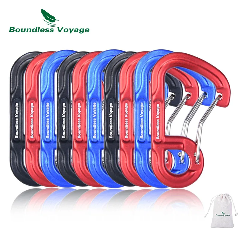 

Boundless Voyage 1/6/10pcs Aluminum Alloy Carabiner Clip Outdoor Camping Climbing Snag-Free Wiregate Buckle Keychain