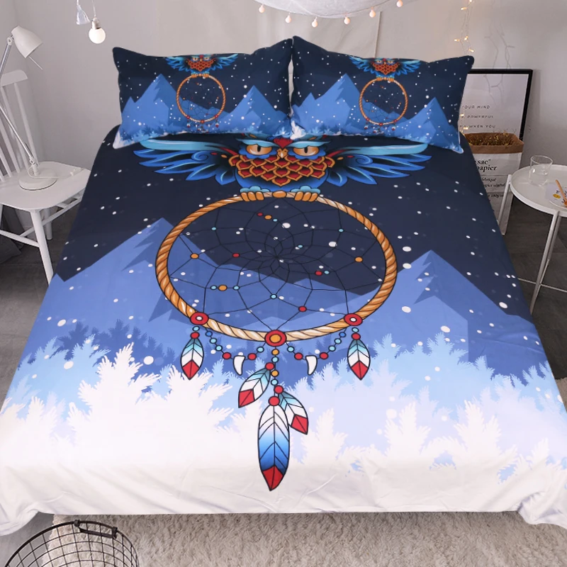 Custom Made Bohemian Dreamcatcher Bedding Set Queen Size Feathers Duvet