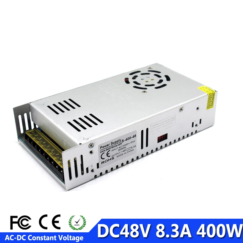 

Single Output Switching power supply DC48V 8.3A 400W Power Source Transformer 110V 220V AC-DC smps for CCTV DIY Motor 3D Printer