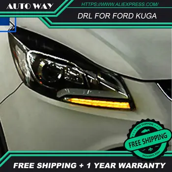 

Free shipping ! 12V 6000k LED DRL Daytime running light case for Ford Kuga 2013-2015 fog lamp frame Kuga Fog light Car styling