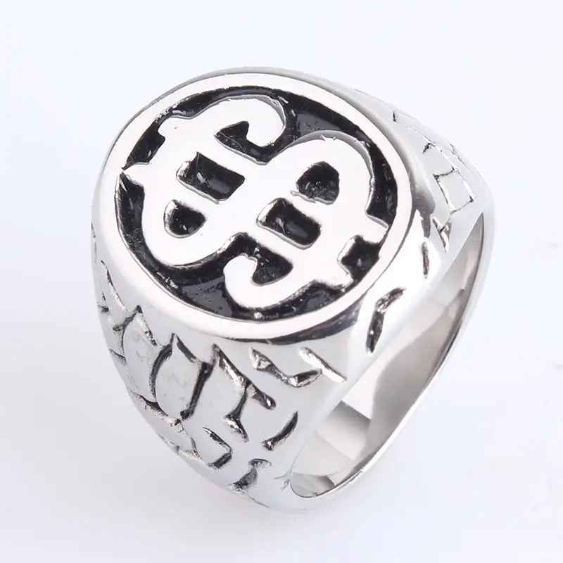

Domineering casting dollars Symbol 316L Stainless Steel finger rings for men women wholesale
