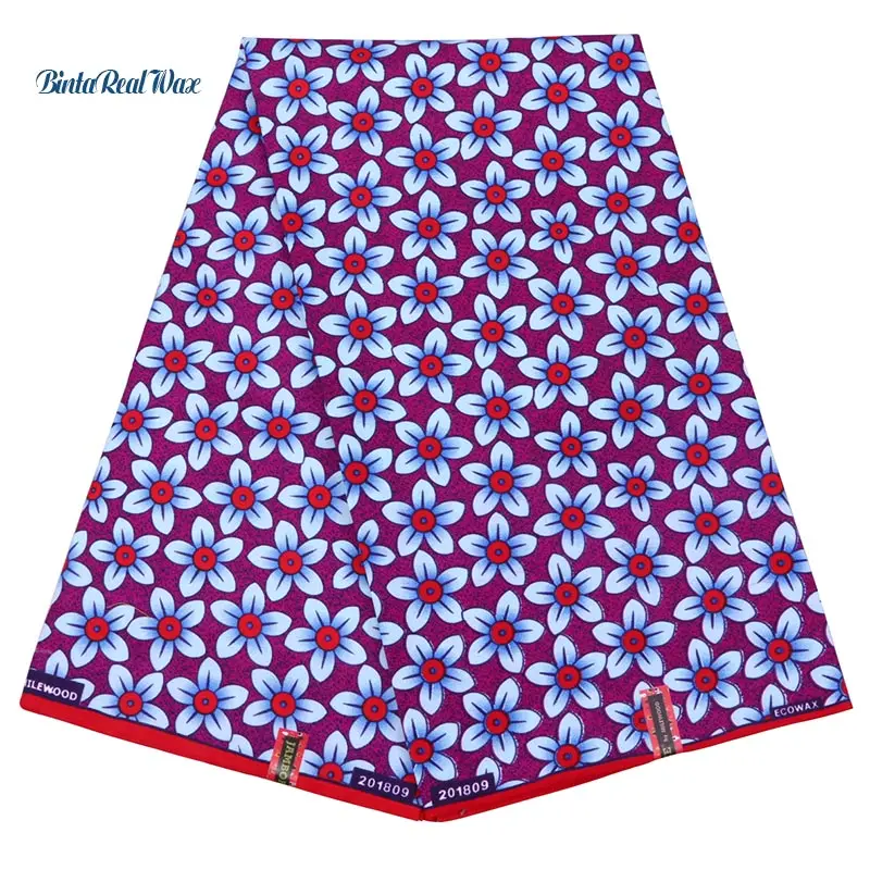

Purple Floral Flower Prints African Fabric For Women Dress High Quality 6 yard Polyester Hollandais Wax Ankara Fabric