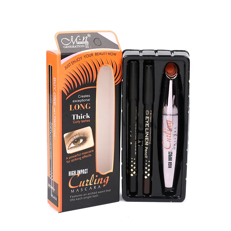 

New Hot Selling Clear Mascara with Eye liner Set Black Coffee Single Color Korean Cosmetics for Beauty Eyes Girls Easy To Carry