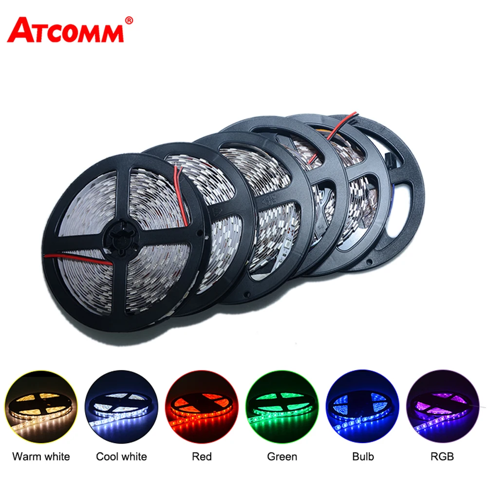 

5050 RGB LED Strip Light 5 Meters 12V IP67 Waterproof LED Diode Ribbon Tape Light Red Green Blue Cool/Warm White 60 LEDs/m