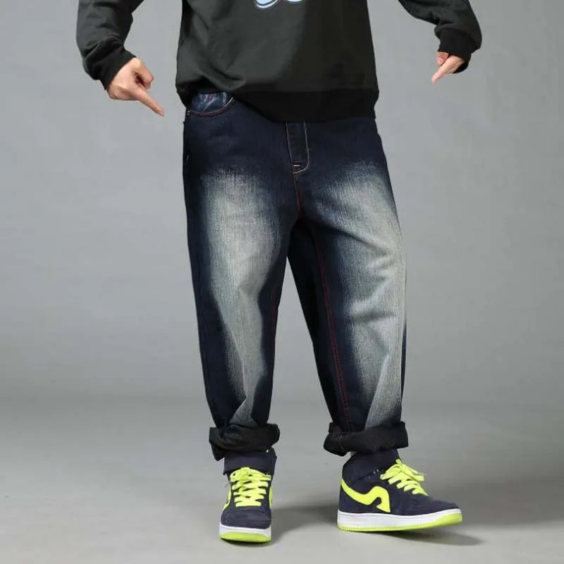 

Spring Autumn Tide Men's Black Loose Jeans Hiphop Plus Size 44 46 Mens Long Trousers Man Colthing Baggy Pants 4 Seasons Hip Hop