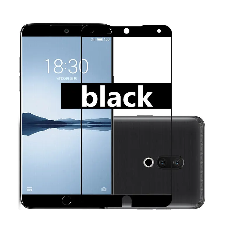 2 шт полное покрытие из закаленного стекла для MEIZU 15 MEIZU15, защитный экран для телефона, закаленное стекло, рамка, все края, чехлы, чехол - Цвет: black