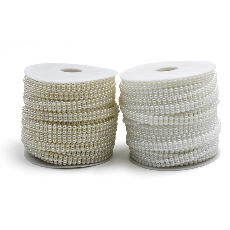 

25m/roll Wedding Decoration Centerpieces Supplies White Beige 4mm Fishing Line Pearls Beads Chain Christmas Pearl Garland Decor