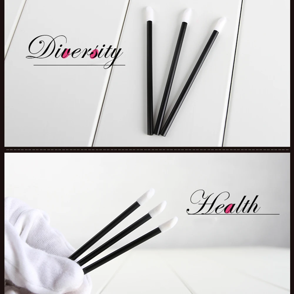 New 50Pcs Lipbrush Makeup Brushes Disposable Cosmetic Lip Brush Lipstick Gloss Wands Applicator Make Up Tool Brush Black&Clear (3)
