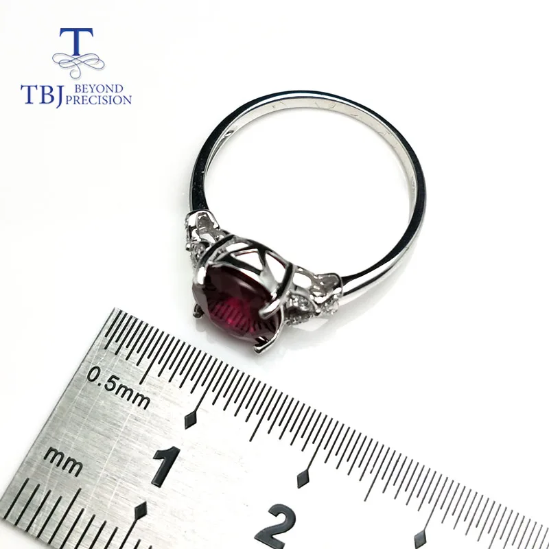 TBJ, Популярные натуральная простое кольцо с рубином в 925 пробы Серебряное колье с подвеской с камнями в jewelr для девушек и женщин в качестве свадебного подарок на день Святого Валентина