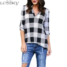

Autumn Big Yard Women Plaid Printed Blouses Female Tops Casual Loose Shirts 2018 Fashion OverSized Ladies Blouse Outerwear S-5XL