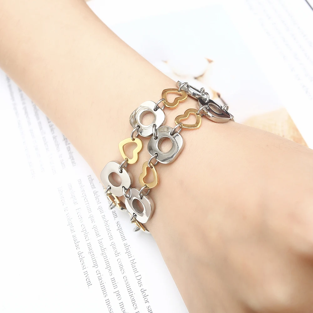 OUFEI Stainless Steel Jewelry Woman Vogue Chain Link Bracelets Bangles Charm Best Friend Bracelet Jewelry Accessories