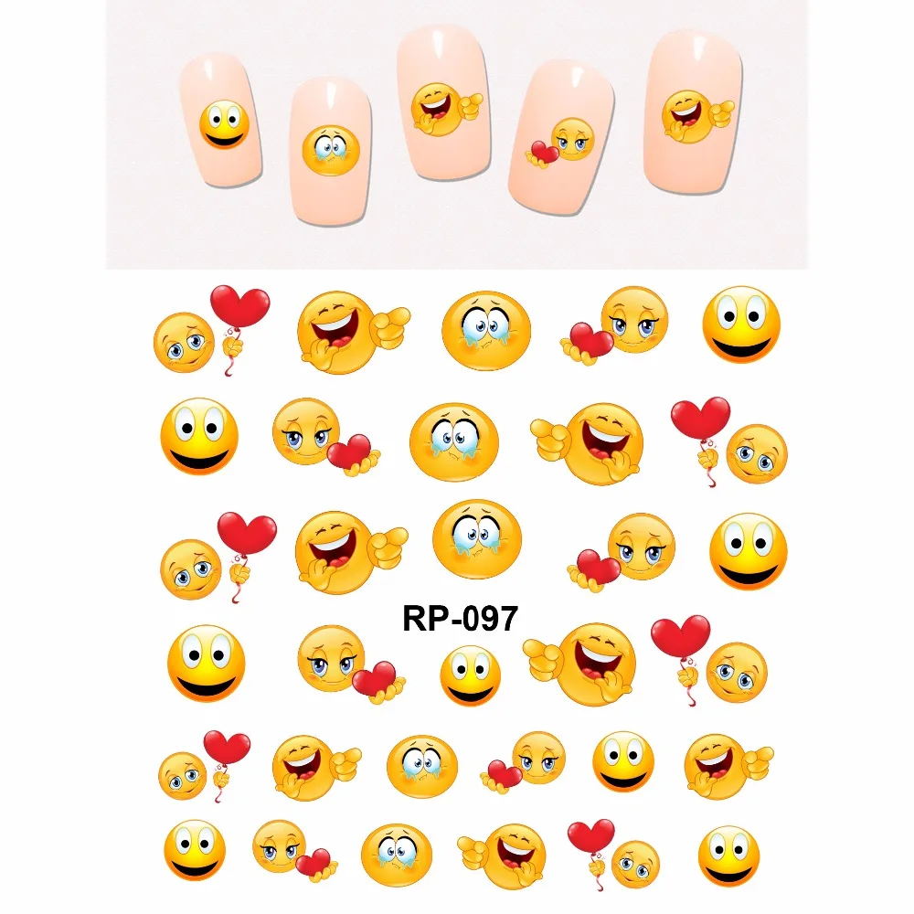 

NAIL ART BEAUTY NAIL STICKER WATER DECAL SLIDER CARTOON SMILING FUNNY FACES COOKIES DOLLS RP097-102